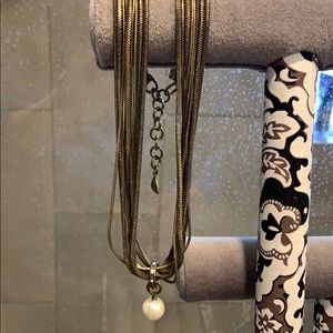 Brass & pearl necklace